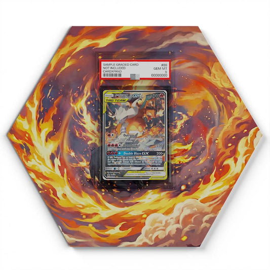 SM201 Reshiram & Charizard Tag Team GX - Extended Artwork Pokemon Card Display