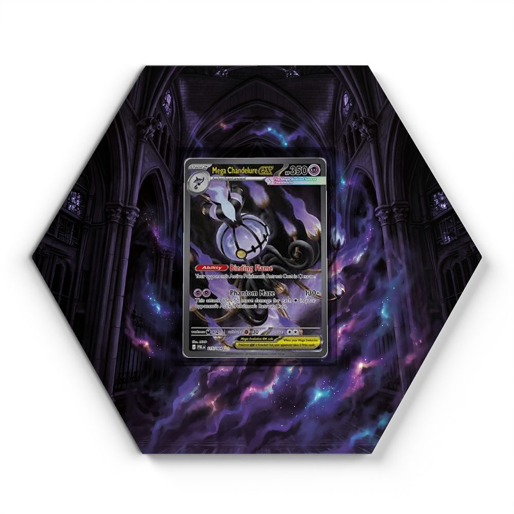 115/084 Mega Chandelure EX - Extended Artwork Pokemon Card Display