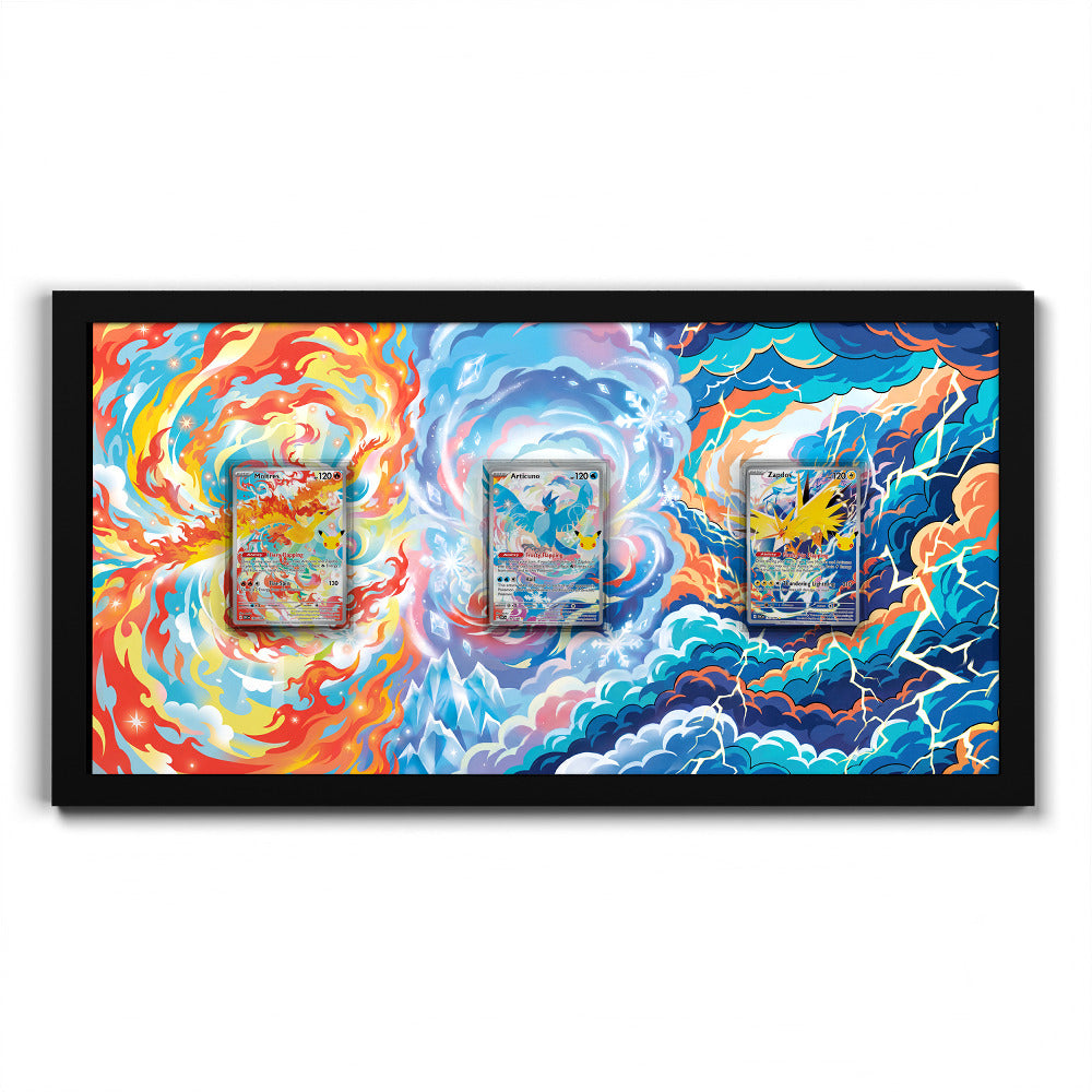 130 Moltres, 132 Articuno & 133 Zapdos - Connected Extended Artwork Pokemon Card Frame