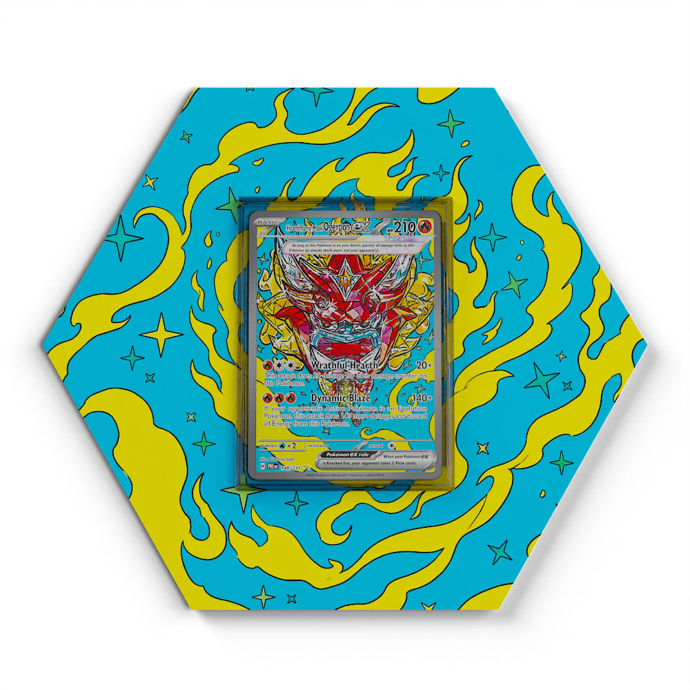 148/131 Hearthflame Mask Ogerpon EX - Extended Artwork Pokemon Card Display