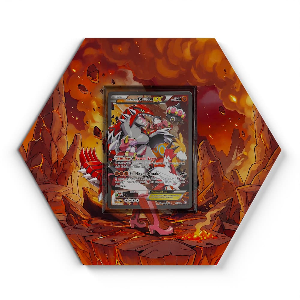 15/34 Team Magmas Groudon EX - Extended Artwork Pokemon Card Display