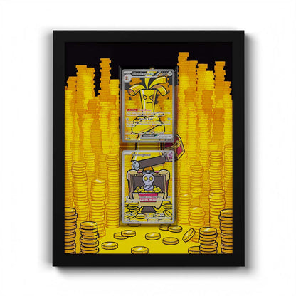 198 Gimmighoul & 252 Gholdengo - Extended Artwork Framed Pokemon Card Display