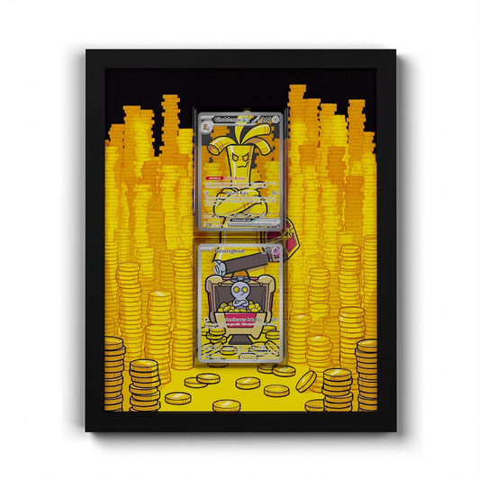 198 Gimmighoul & 252 Gholdengo - Extended Artwork Framed Pokemon Card Display