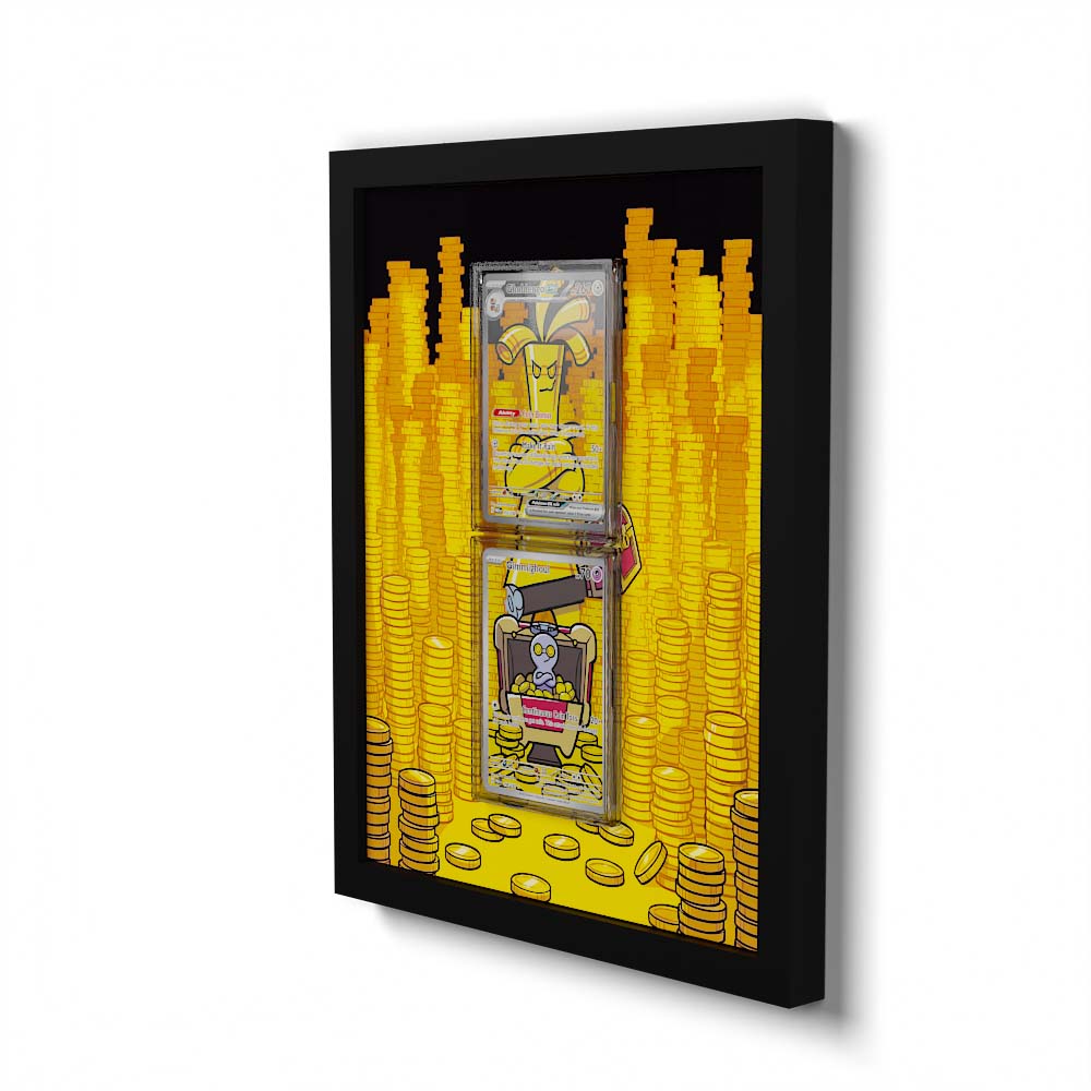 198 Gimmighoul & 252 Gholdengo - Extended Artwork Framed Pokemon Card Display