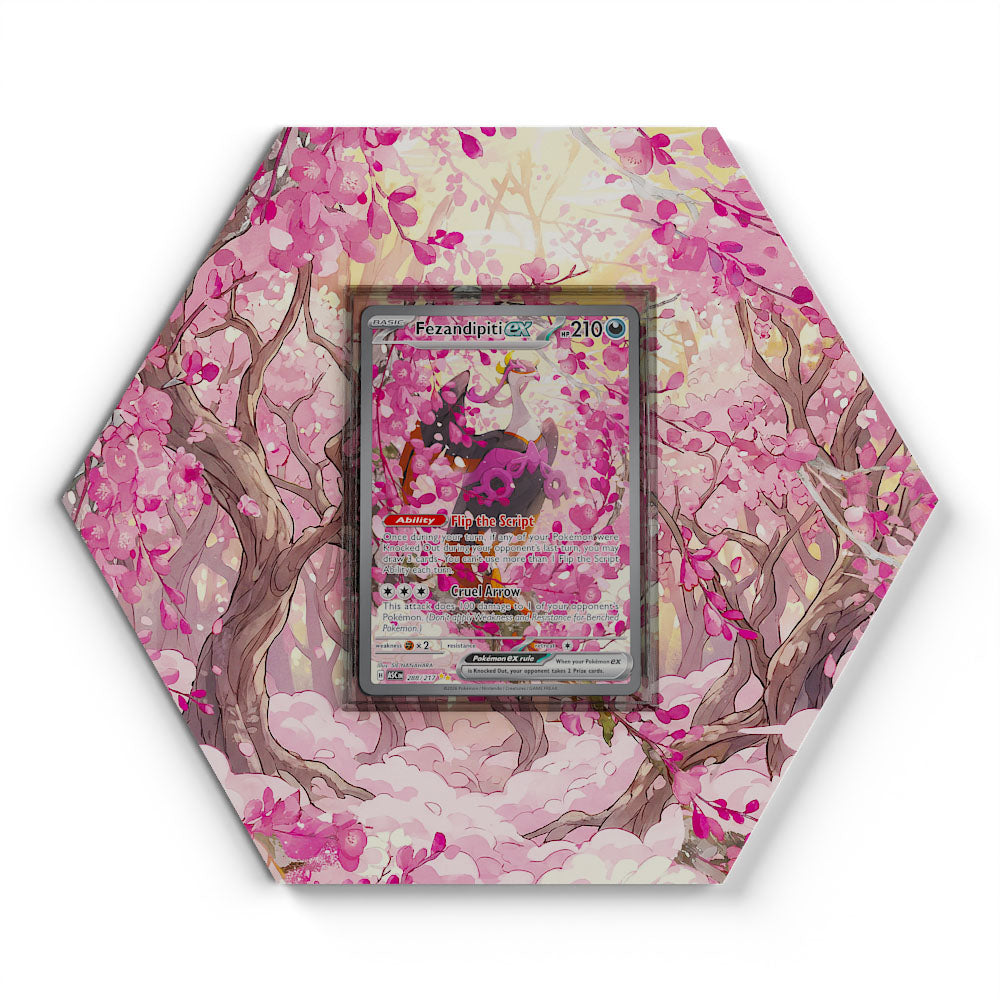 288/217 Fezandipiti EX - Extended Artwork Pokemon Card Display