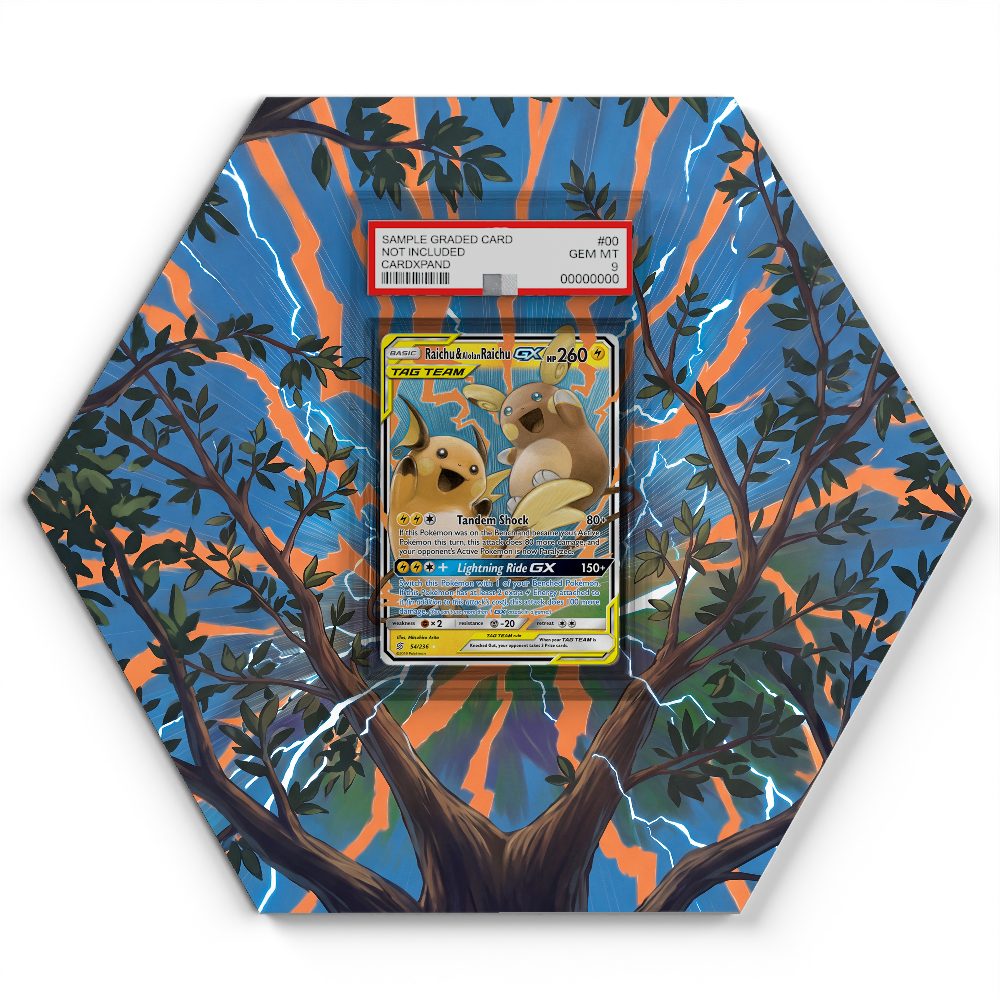 54/236 Raichu & Alolan Raichu GX - Extended Artwork Pokemon Card Display