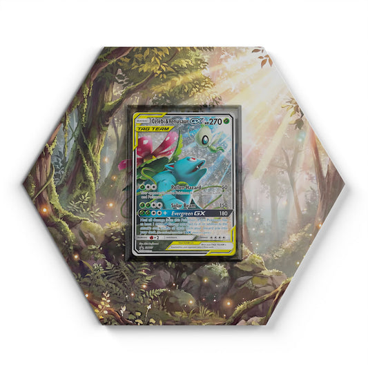 SM167 Celebi & Venusaur GX - Extended Artwork Pokemon Card Display