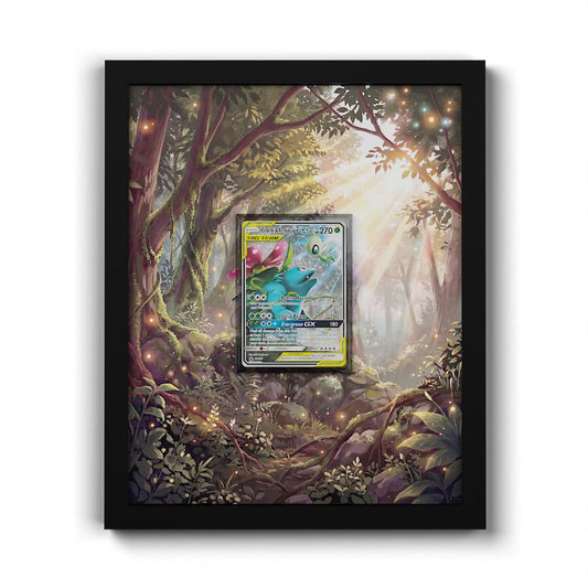 SM167 Celebi & Venusaur GX - Extended Artwork Framed Pokemon Card Display