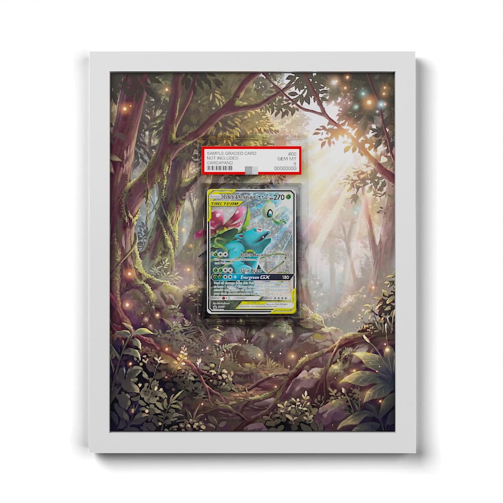 SM167 Celebi & Venusaur GX - Extended Artwork Framed Pokemon Card Display
