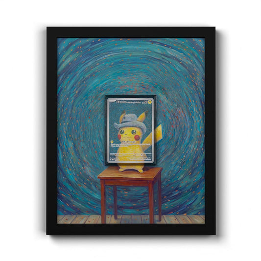 085 Pikachu with Grey Felt Hat - Extended Artwork Framed Pokemon Card Display