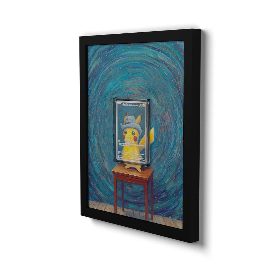 085 Pikachu with Grey Felt Hat - Extended Artwork Framed Pokemon Card Display