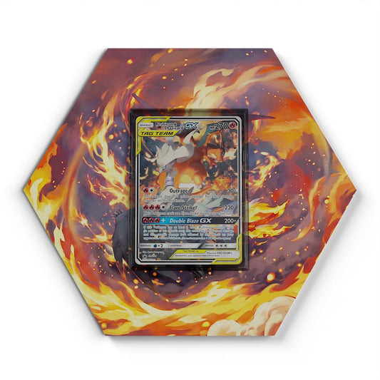 SM201 Reshiram & Charizard Tag Team GX - Extended Artwork Pokemon Card Display