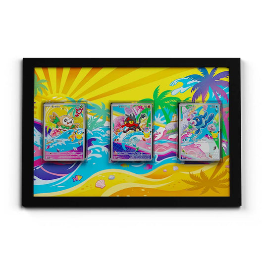 Gen #7 First Partners - Extended Artwork Framed Pokemon Cards Display