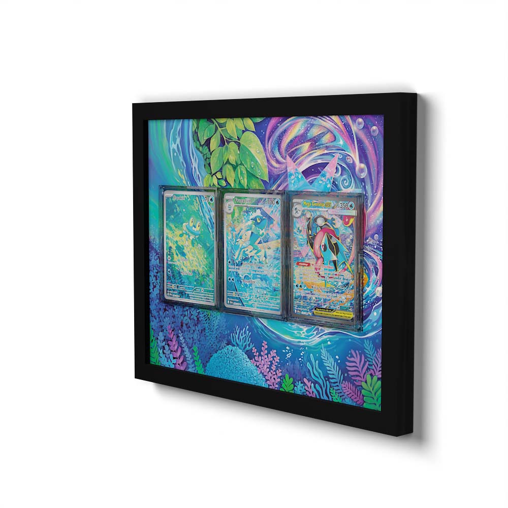 Froakie, Frogadier & Greninja - Extended Artwork Framed Pokemon Card Display